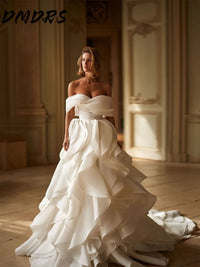 Elegant Off Shoulder Wedding Dress 2025 Charming Chiffon Bridal Gown Good Vibrations
