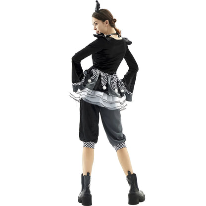 Halloween Women Horrifying Clown Monster Ghost Cosplay Costume Ugly Criminal Murderer Circus Clown Fancy Dress for Girls Good Vibrations