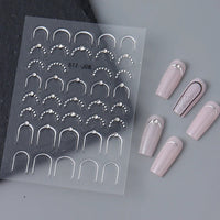 Silver Gold Lines Stripe Nail Sticker Decals Metal Strip Luxury Nails Slider 3D Self Adhesive Design Nail Art Stickers Paper Good Vibrations