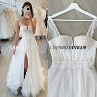 Simple Wedding Dresses For Women 2025 Sweetheart Boho Long Wedding Gowns Side Split Tulle Elegant Bride Dress vestidos de noviaS Good Vibrations