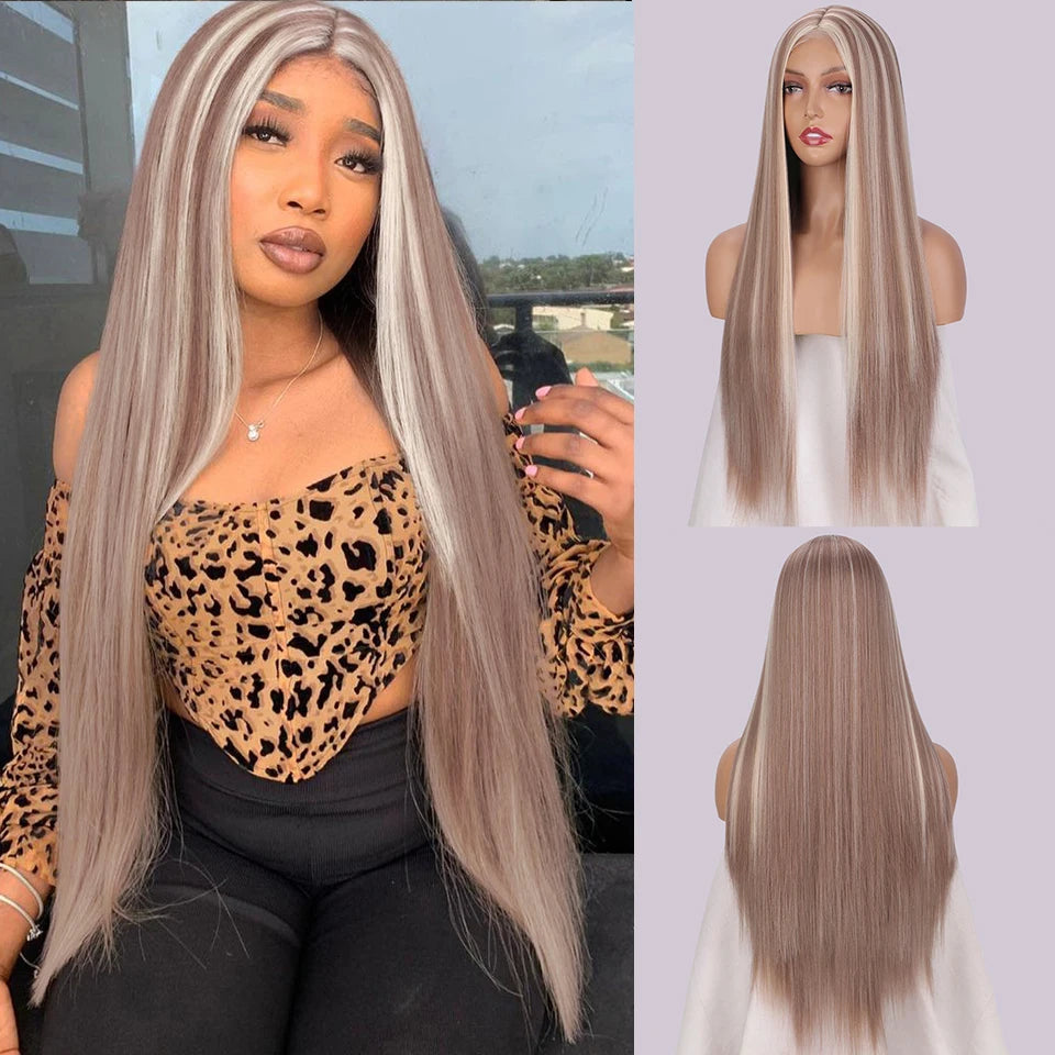 I's a wig Long Straight White Cosplay Wigs Synthetic Wigs for Women 60 613 Blonde Grey Pink Black Color for Daily Party Lolita Good Vibrations