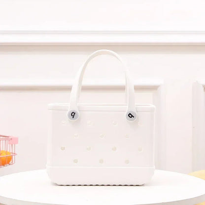 EVA Waterproof Summer Storage Basket Mini Kid Beach Bogg Bag Women Shopping Bag Picnic Rubber Jelly Tote Bogg Bag Kid Purses Good Vibrations