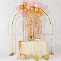 Gold Metal Wedding Arch Backdrop Stand 7.8FT Balloon Arch Stand for Birthday Ceremony Decoration Arch Stand Backdroper Good Vibrations