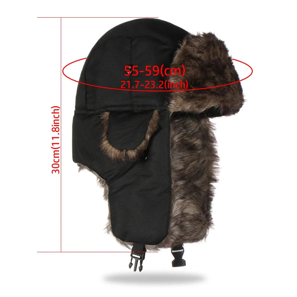 Men Women Trapper Bomber Hats Russian Ushanka Warm Winter Fur Earflap Hat Outdoor Sports Skiing Hunting Fishing Plush Cap Good Vibrations
