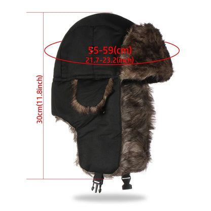 Men Women Trapper Bomber Hats Russian Ushanka Warm Winter Fur Earflap Hat Outdoor Sports Skiing Hunting Fishing Plush Cap Good Vibrations
