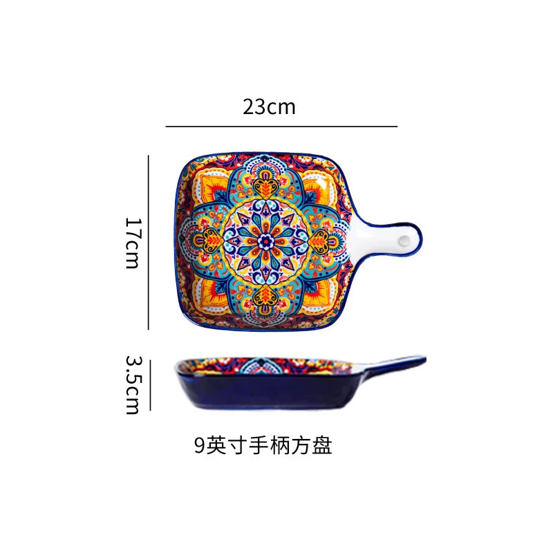 Ceramic Tableware Set Rice Bowl Serving Plate Creative Cutlery Soup Plate Noodle Handle Bowl Sauce Dish Steak Salad Fruit Plate Good Vibrations