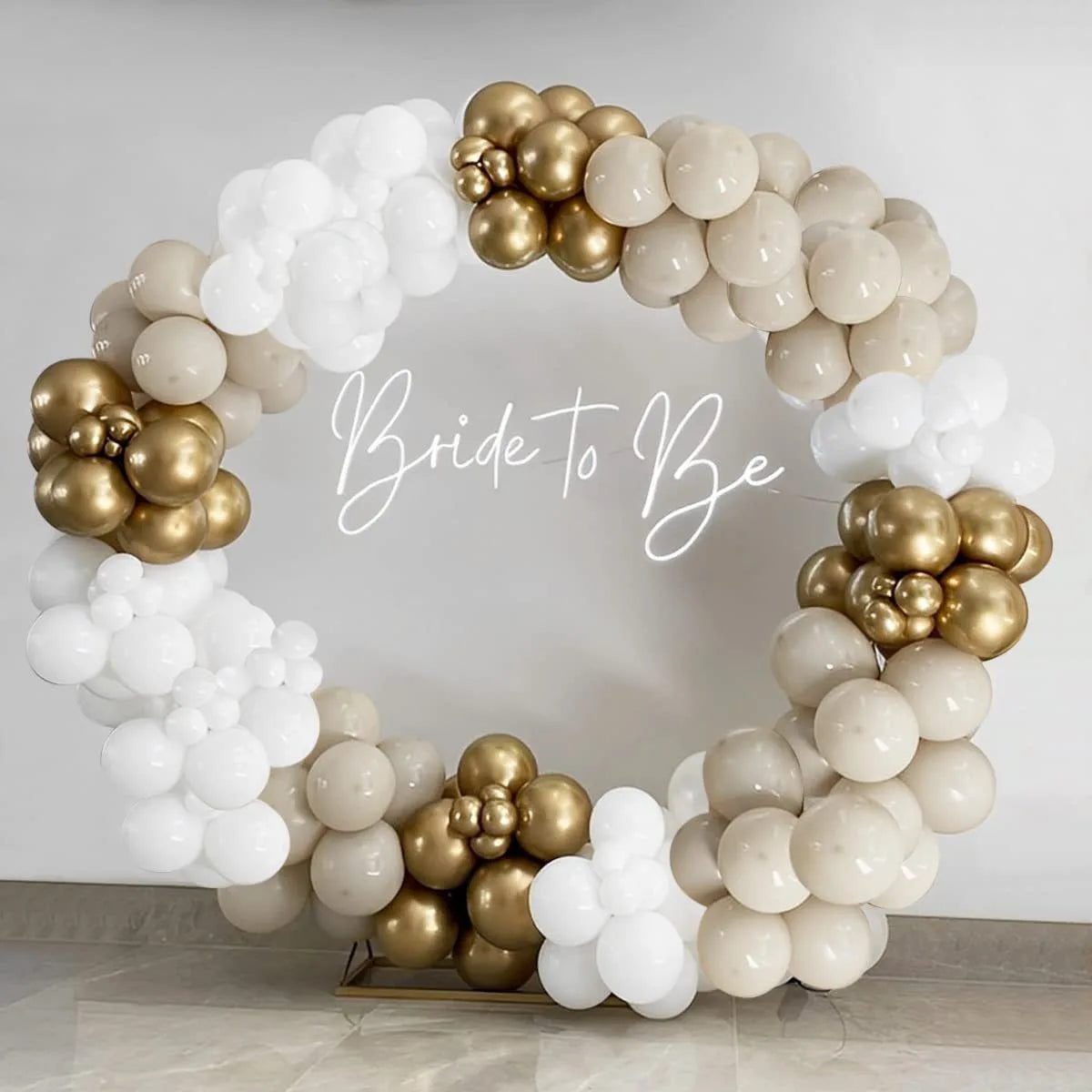 146Pcs White Metallic Gold Balloons And Bohemian Balloon Garlands Suitable For Wedding Engagement Party Decorations Good Vibrations