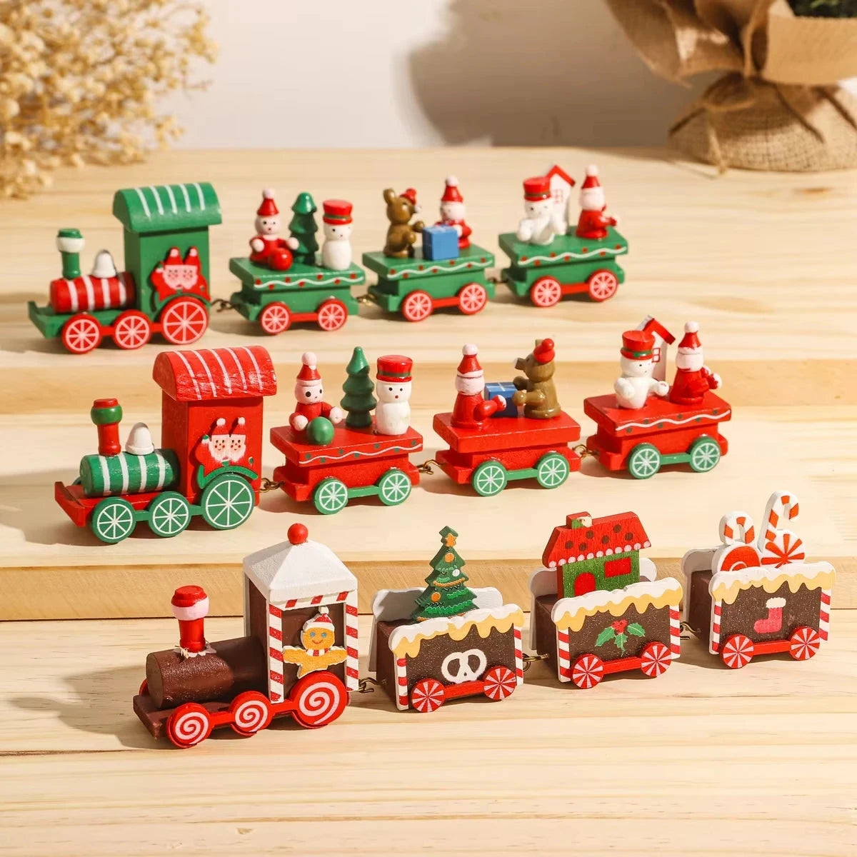 Christmas Wood Train Merry Christmas Decorations for Home Cristmas Ornament Xmas Navidad Noel Gifts Happy New Year 2026 Gifts Good Vibrations