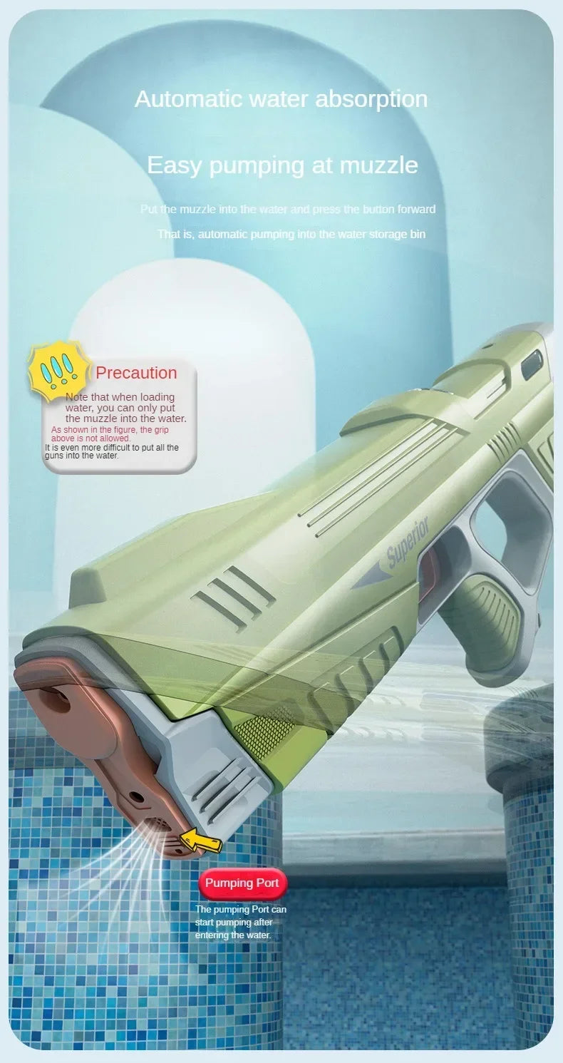 Children Full Automatic Water Gun Toys Summer Outdoor Pool Fight Games Induction Absorb Water Electric Waterguns for Kids Gifts Good Vibrations