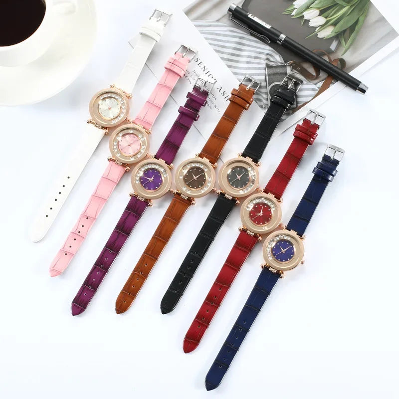 Watches For Women Female Luxury Temperament Ladies Watch Leather Belt Diamond Watch Analog Quartz Watch Reloj Mujer Montre Femme Good Vibrations
