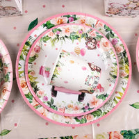 Pink Jungle Safari Birthday Decorations Animal Disposable Tableware Forest Woodland Baby Shower for Girl Birthday Party Supplies Good Vibrations