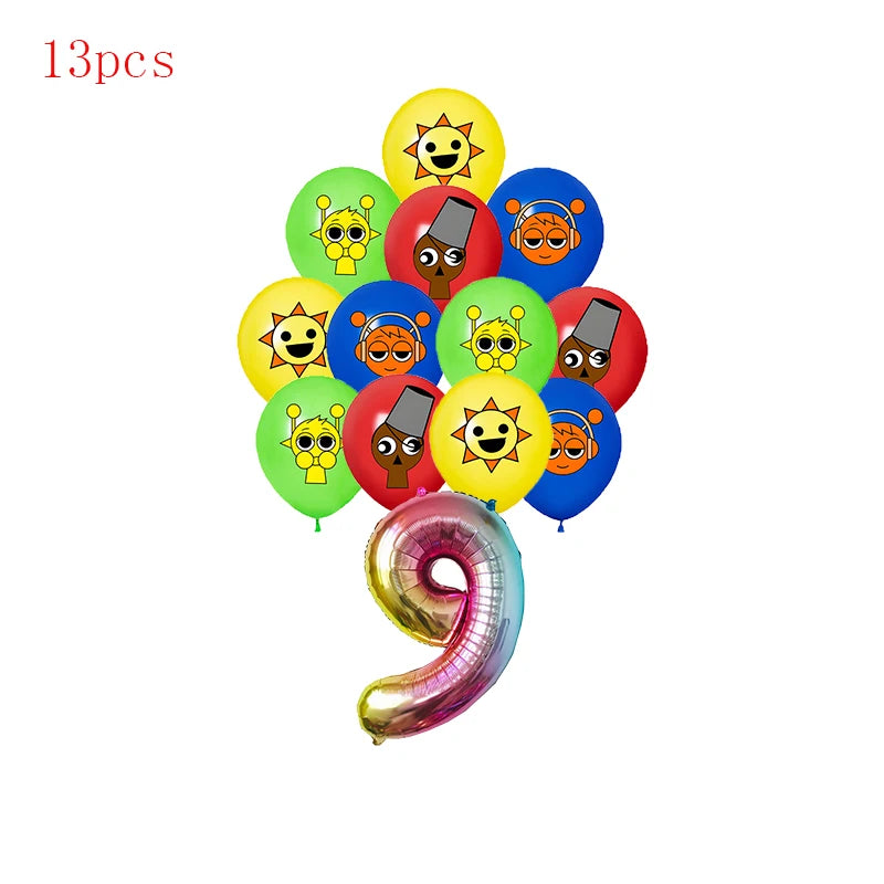 Incredibox sprunki Birthday Party Decorations Cake Topper Balloons Tablecloth Cups Plates Kids Birthday Party Supplies Good Vibrations