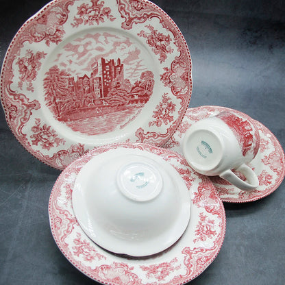 European Style The Old Britain Castles Pink Dinner Set Dinner Ceramic Breakfast Plates Steak Plate Noodles Plate Dish Soup Bowl Good Vibrations