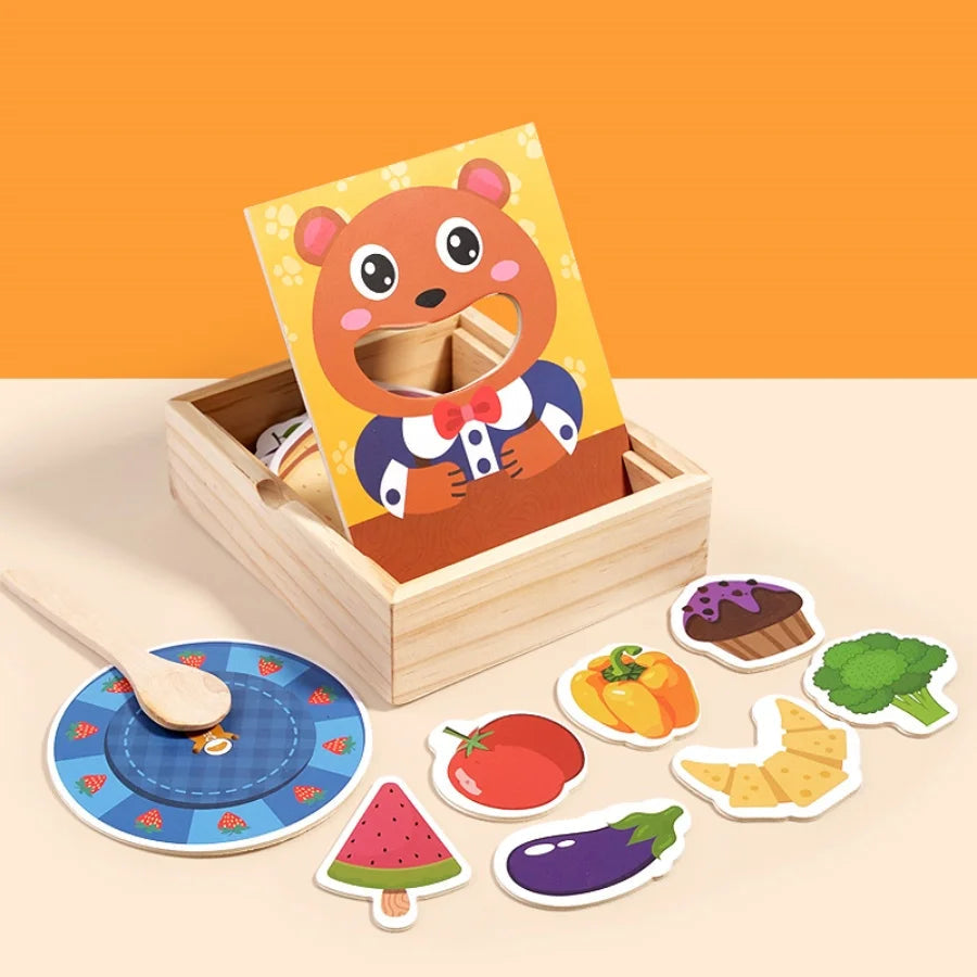 Parent child simulation teddy bear feeding game, early childhood education, baby's fine action, spoon training toy Good Vibrations