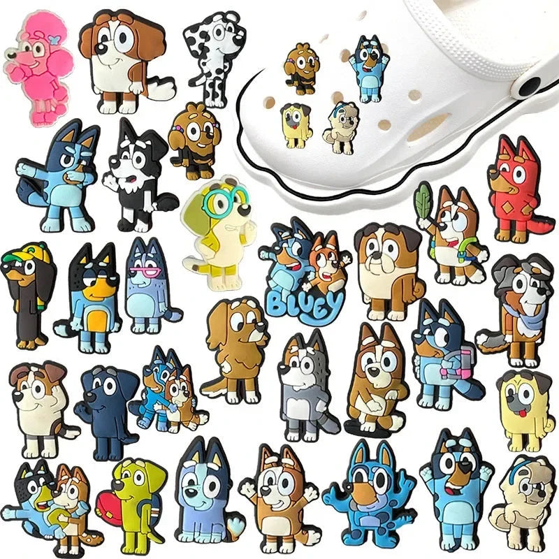 30pcs Bluey Collection Shoe Charms For Crocs Diy Shoe Decorations Accessories For Sandals Decorate And Adult Kids Birthday Gifts Good Vibrations