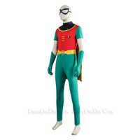 Adult Robin Cosplay Costume Men Jumpsuit Cloak Belt Gloves Eyemask Outfits TV Fantasy Halloween Carnival Party Suit Good Vibrations