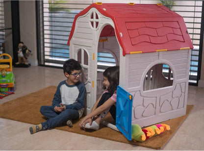 Classic Real Feel Cottage Compact Foldable Plastic Toddler Roomy Outdoor Playhouse for Children Ages 2 Years Old and Up, White Good Vibrations
