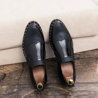 Fashionable Formal Men Shoes Lightweight Outdoor Loafers Thick Soled Wear-resistant Leather Shoes Black Gold andSilverSizes38-48 Good Vibrations