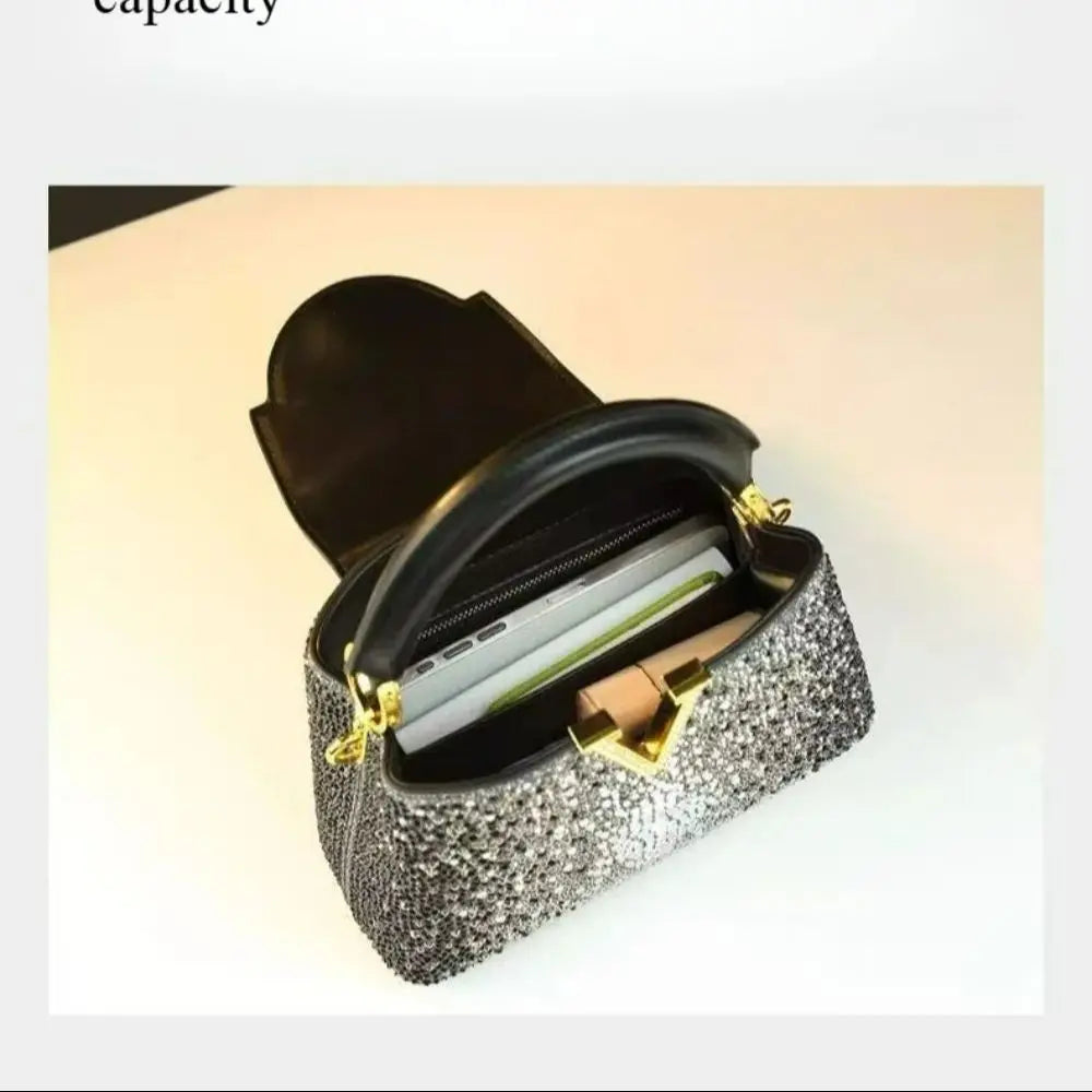A High-end Rhinestone Handbags for Women, a New Stylish Bucket Crossbody Small Bags for Autumn and Winter 2025 Bolsa mujer сумка Good Vibrations