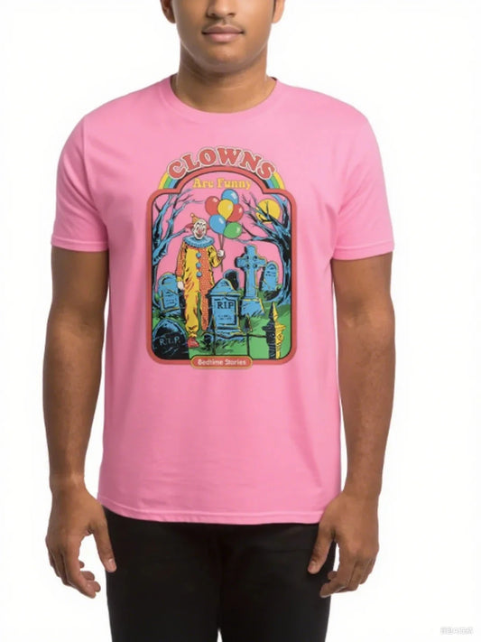 Creepy Graveyard Cotton Crew Neck T-Shirt Boasting A Vivid Depiction Graveyard with Balloons Good Vibrations