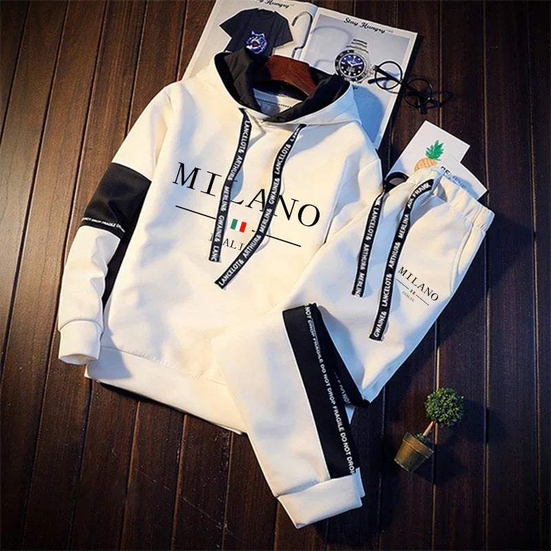 Sports Casual Daily Men's Tracksuit Outdoor Hot Sale Hooded Autumn Winter Single Piece Sweatshirt And Sweatpants Comfort Jogging Good Vibrations