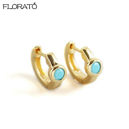 925 Sterling Silver Needle Summer Blue Earrings Trend 18K Gold Hoop Earrings for Women Fashion Puncture Jewelry Ear Accessories Good Vibrations