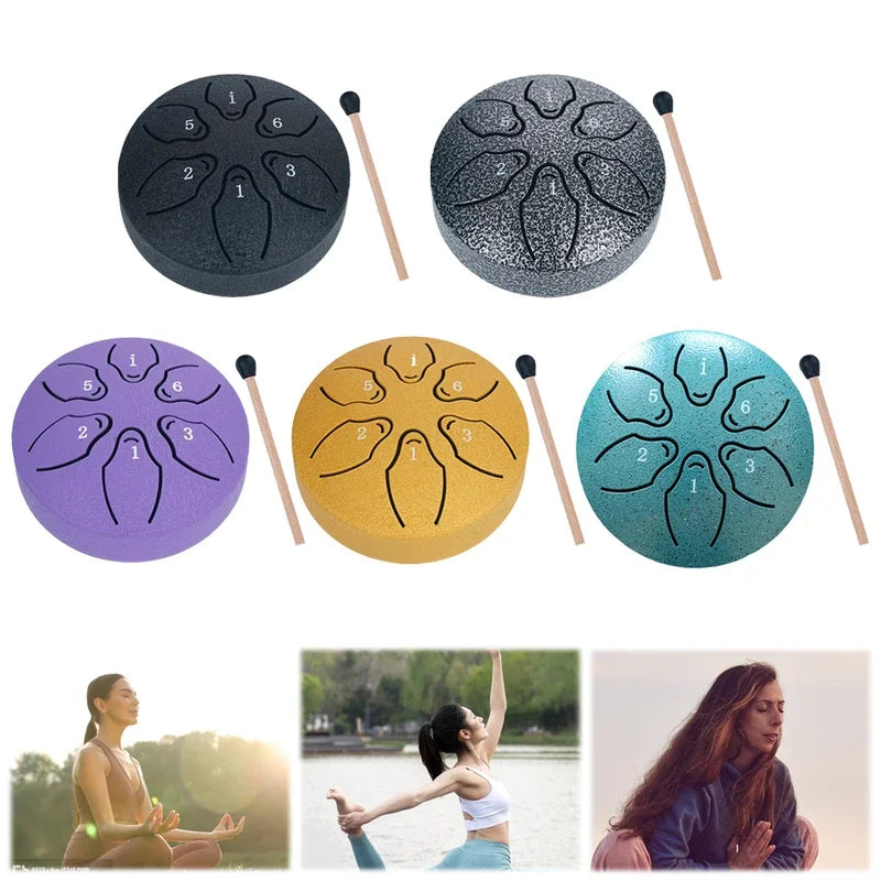 3 Inch Steel Tongue Drum - 6 Tone Handheld Instrument for Meditation & Yoga, Perfect Musical Gift for Beginners Good Vibrations
