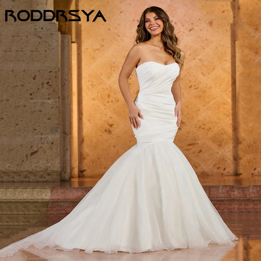 Mermaid Silhouette Drape Sexy Wedding Dresses Bride Luxury Sweetheart Wedding Gowns Lace Up Vestidos De Novia 2025 Customized Good Vibrations
