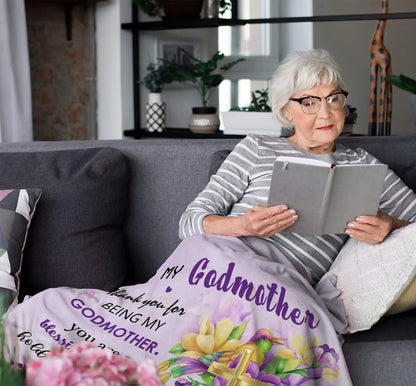 Christian godmother gift blanket, best birthday gift for godmother from godson/goddaughter. Good Vibrations
