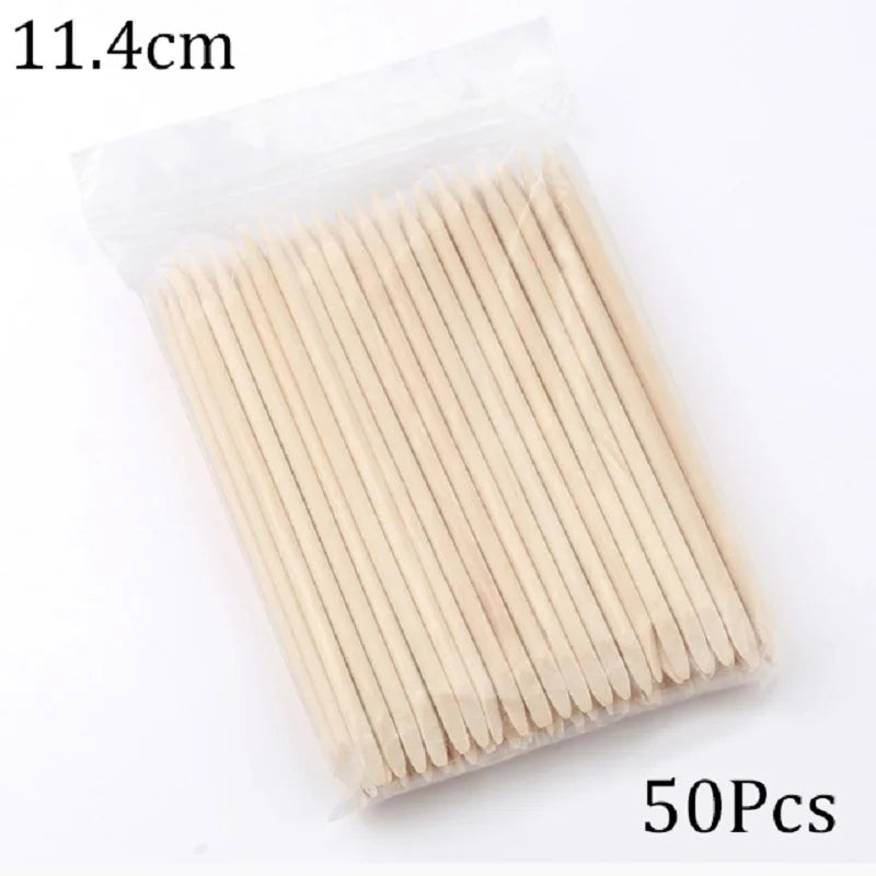 100/50pcs Nail Art Pusher Orange Wood Sticks Cuticle Pusher Remover Rhinestones Dotting Removal Manicure Pedicure Care Tools Good Vibrations