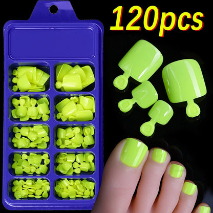 120Pcs French Short Square Artificial Press On Toenails Nude Pink Full Cover False Toe Nails Fake Toe Nail Extension For Women Good Vibrations