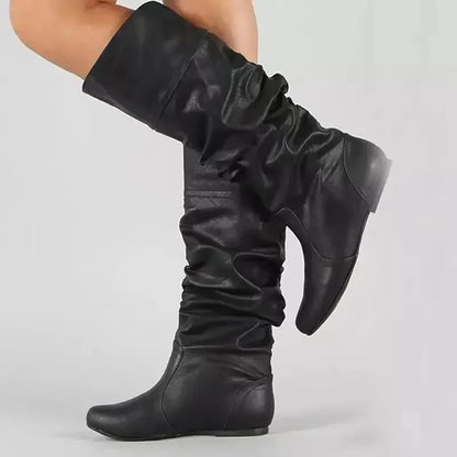 2024 Mid-Calf Boots Women Flat Shoes Spring Autumn Women High Boots Long Western Cowboy Boots Women Footwear Large size 35-43 Good Vibrations