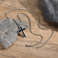 Stainless Steel Cross Necklace for Men,Waterproof Black Glue Pendant Necklace,Trendy Stylish Jewelry Gifts Good Vibrations
