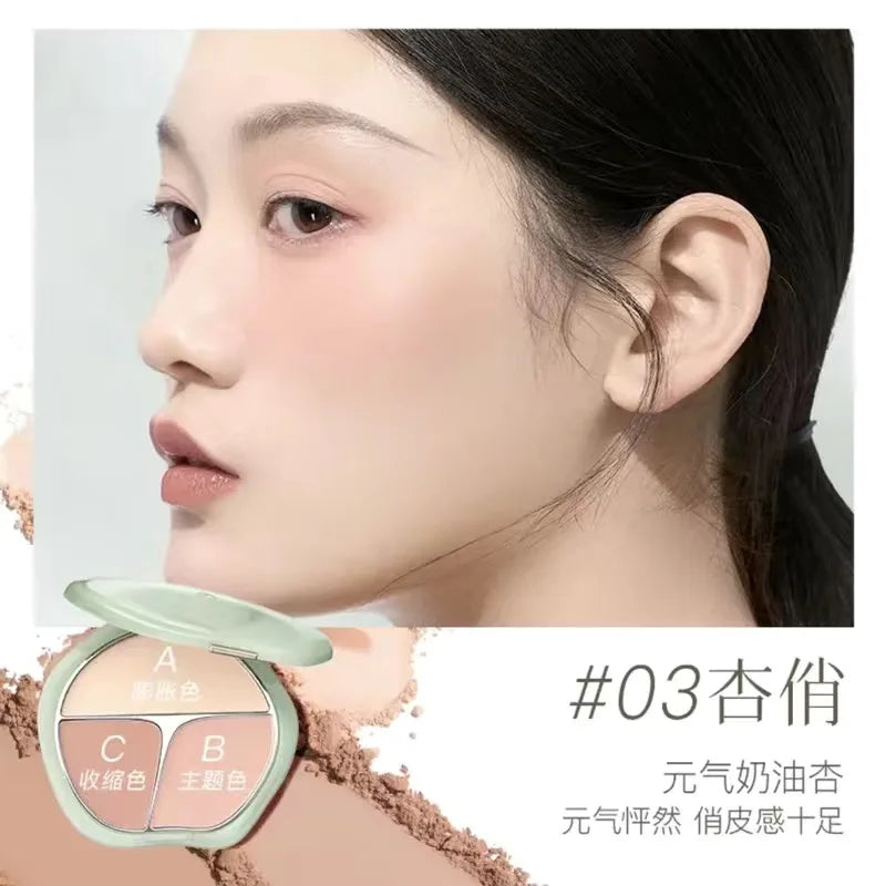 TIMAGE 3 Color Blush Palette Plump Cheeks Natural Contour with Pink Purple Apricot Shades Makeup 13g Good Vibrations