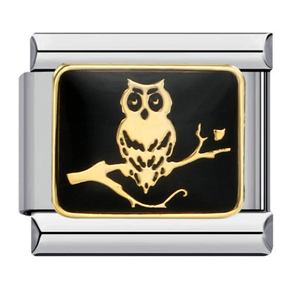 Goth Vintage Black Glaze Skull Raven Ghost Halloween Day's Charm Links Fit 9mm Bracelet Stainless Steel Making DIY Jewelry Good Vibrations