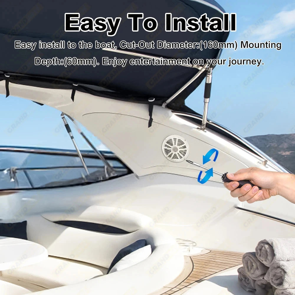 6.5 Inch 120W Marine Speakers Waterproof Weather Resistant Stereo Boat Speaker for Yachts Golf cart RV ATV UTV Ship Sauna Good Vibrations
