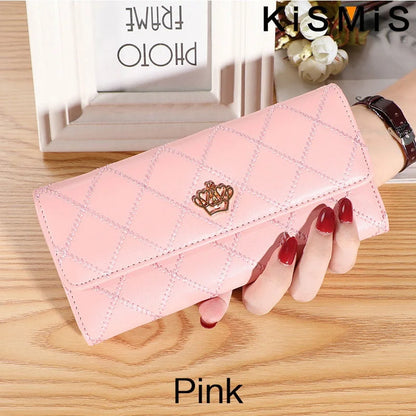 KISMIS Wallets for Women Cute Pink Pocket Womens Wallets Purses Plaid PU Leather Long Wallet Hasp Phone Bag Money Coin Pocket Ca Good Vibrations