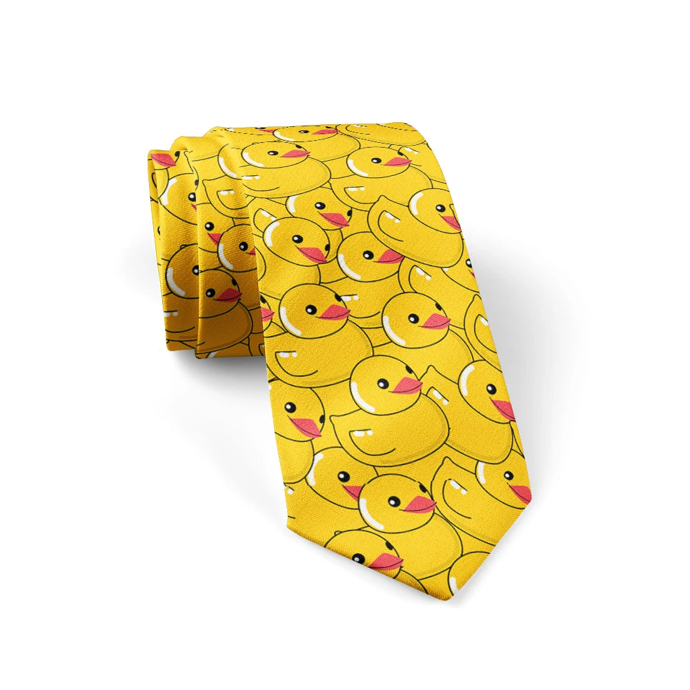 Fashion Adult Tie 8cm Wide Polyester Cartoon Yellow Duck Series Cute Accessories Novelty Design Wedding Business Fashion Gravata Good Vibrations