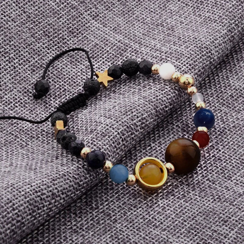 Cosmic Galaxy Solar System Bracelet for Women Men Natural Stone Star Beads Nine Planet Bracelet Adjustable Bangle Couple Jewelry Good Vibrations