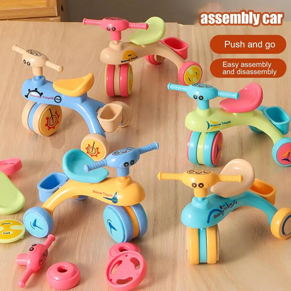 Toy Tricycle Model Assembly Tricycle Toy Creative Inertia Tricycle Push And Go Vehicle For Boys And Girls Fine Motor Skill Toys Good Vibrations