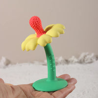 Baby Teether with Flower Shape and stand Base - Food-Grade Silicone, BPA-Free, Easy-to-Hold Chewing Toy for Infants Good Vibrations