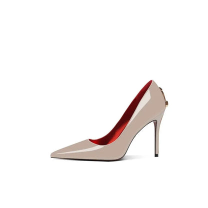 High heels women 2026 new European and American style fine heel pointed toe shoes shallow patent leather single shoes Good Vibrations