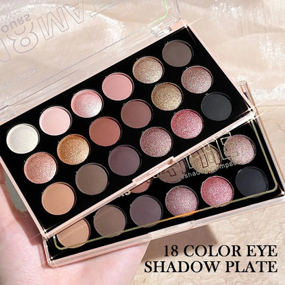 18-Color Eyeshadow Palette – Pearlescent, Matte, Fine Shimmer, Glitter, Earth Tones, Long-Lasting, High-Performance Good Vibrations