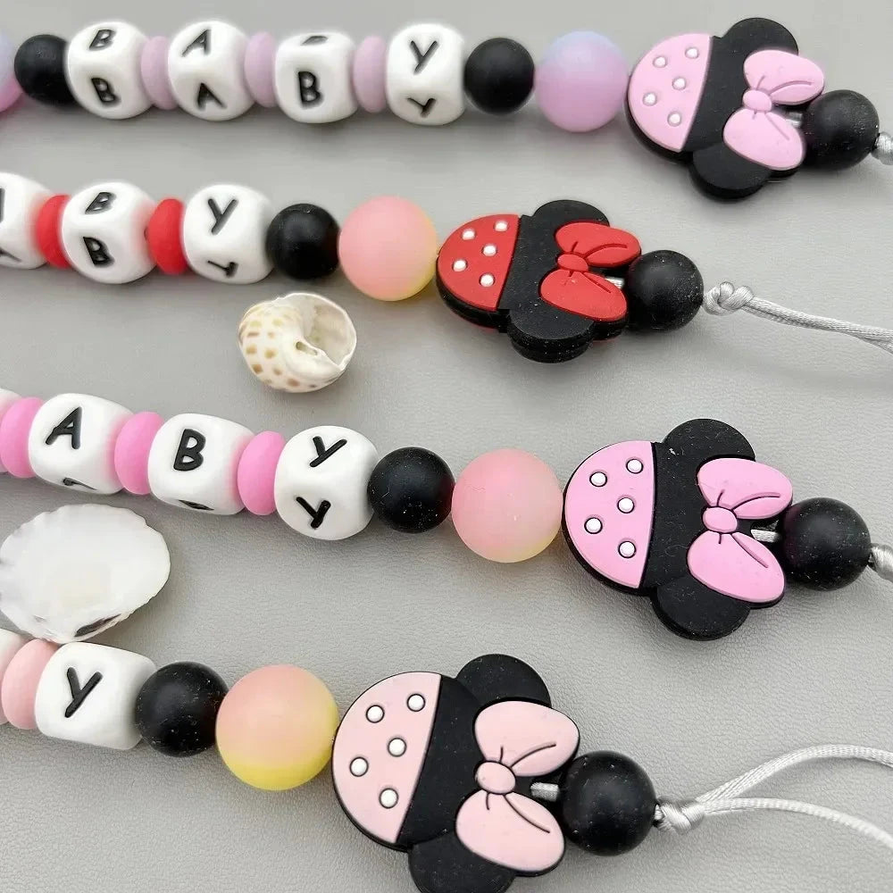 Customized Letters Name Baby Cartoon Silicone Luminous Beads Pendant Pacifier Clips Chains Holder Teether Baby Kawaii Toy Gifts Good Vibrations