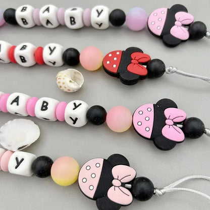 Customized Letters Name Baby Cartoon Silicone Luminous Beads Pendant Pacifier Clips Chains Holder Teether Baby Kawaii Toy Gifts Good Vibrations