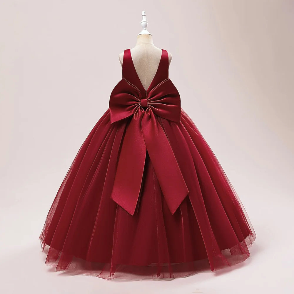 Girl Long White Bridesmaid Dresses For Wedding Prom Gown Big Bow Girls Party Dress Kids First Communiom Formal Evening Vestidos Good Vibrations