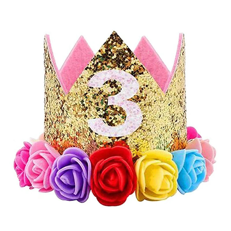 1st Birthday Party Decor Hat Kids 1 2 3 Year Happy Birthday Boy Girl Crown Hat First Happy Birthday Party Baby Shower Decoration Good Vibrations