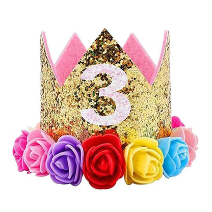 1st Birthday Party Decor Hat Kids 1 2 3 Year Happy Birthday Boy Girl Crown Hat First Happy Birthday Party Baby Shower Decoration Good Vibrations