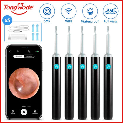 Wireless Visual Ear Endoscope Spoon Safe Silicone Earpick 5MP Camera Ear Wax Remover Luminous Otoscope 3.9mm Ear Cleaning Tools Good Vibrations