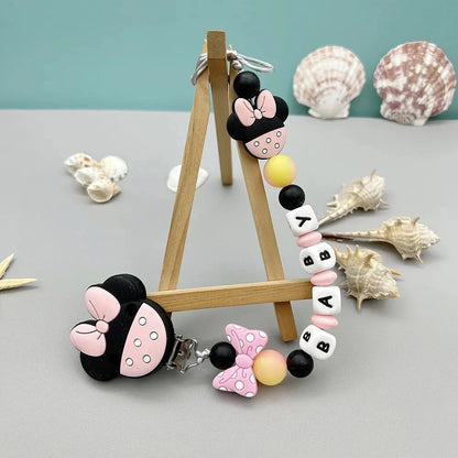 Customized Letters Name Baby Cartoon Silicone Luminous Beads Pendant Pacifier Clips Chains Holder Teether Baby Kawaii Toy Gifts Good Vibrations